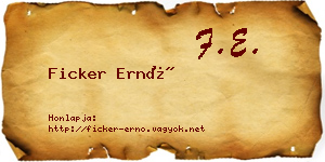 Ficker Ernő névjegykártya